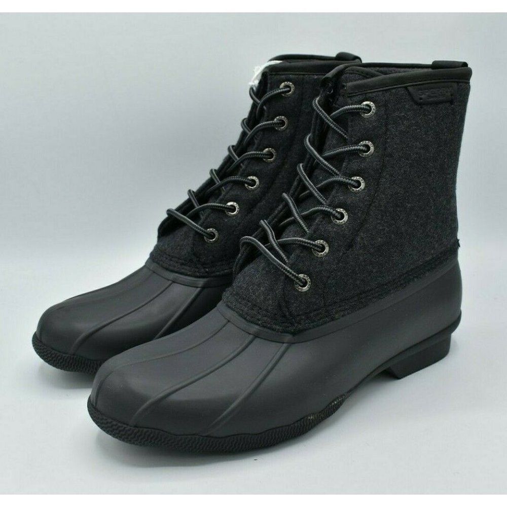 Sperry Mens Size 8 M Saltwater Wool Dark Grey Duck Boots Shoes‎ STS23076